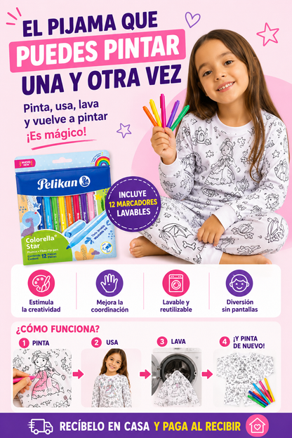 KIT Pijama + 12 Marcadores Lavables